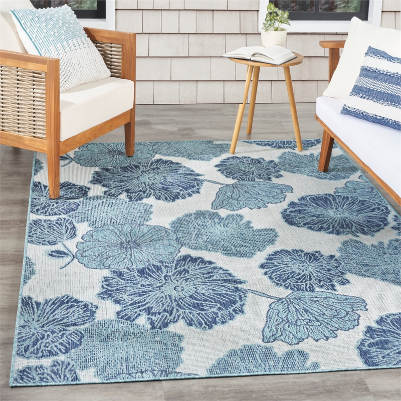 Nourison Home Garden Oasis 4' x 6' Fabric Blue Area Rug
