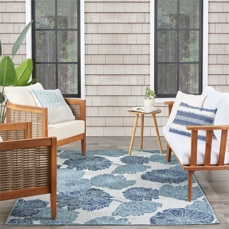 Nourison Home Garden Oasis 4' x 6' Fabric Blue Area Rug