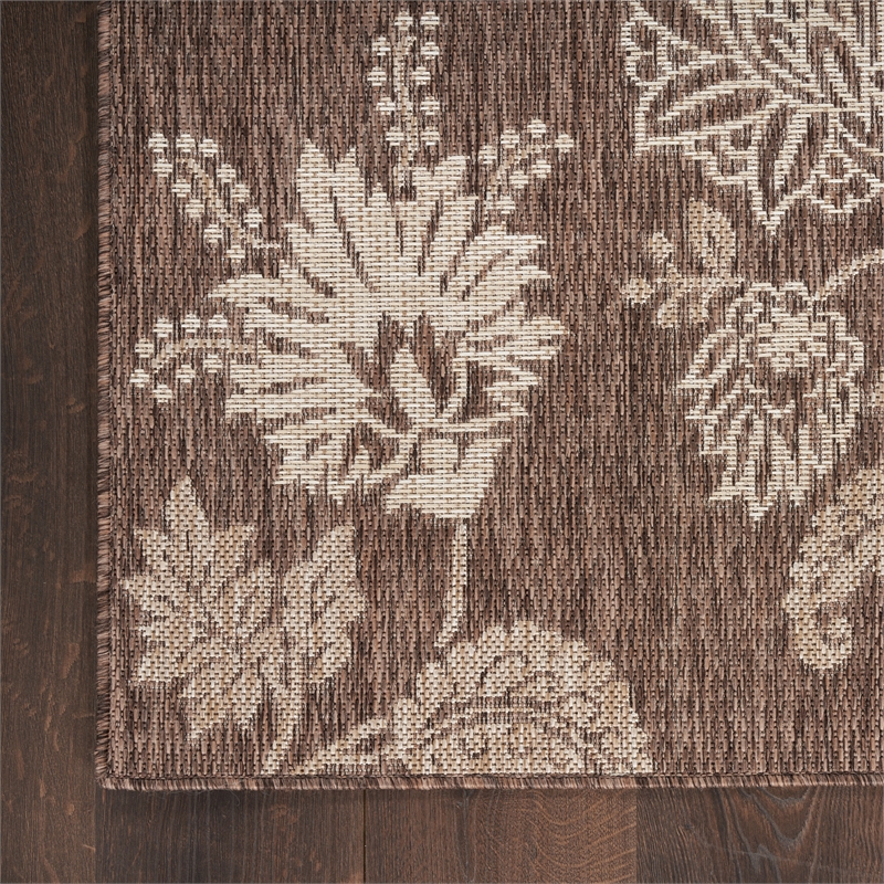 nourison home garden oasis 4' x 6' fabric mocha area rug
