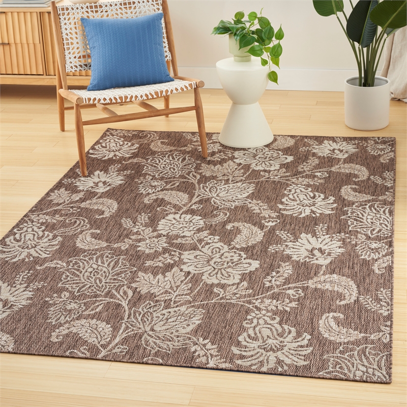nourison home garden oasis 4' x 6' fabric mocha area rug