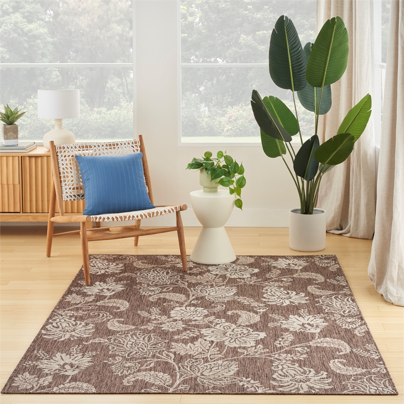 nourison home garden oasis 4' x 6' fabric mocha area rug