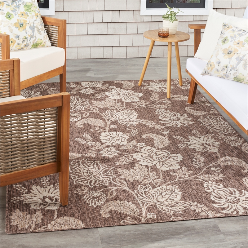 nourison home garden oasis 4' x 6' fabric mocha area rug