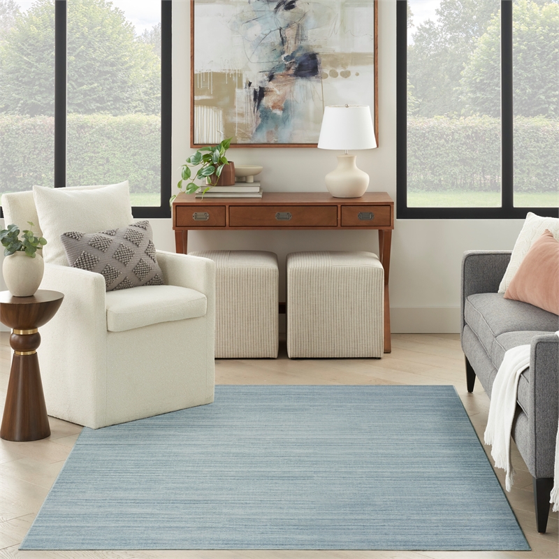 Nourison Home Washable Essentials 5' x 7' Fabric Aqua Area Rug