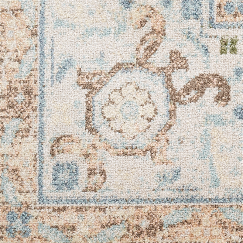 Nourison Home Astra Machine Washable 8' x 10' Fabric Ivory Blue Area Rug