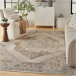 Nourison Home Astra Machine Washable 8' x 10' Fabric Ivory Blue Area Rug
