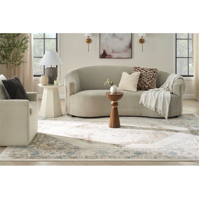Nourison Home Astra Machine Washable 8' x 10' Fabric Ivory Blue Area Rug