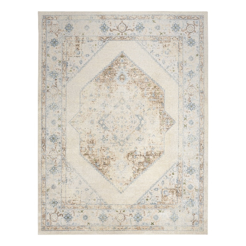 Nourison Home Astra Machine Washable 8' x 10' Fabric Ivory Blue Area Rug