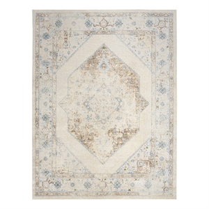Nourison Home Astra Machine Washable 8' x 10' Fabric Ivory Blue Area Rug