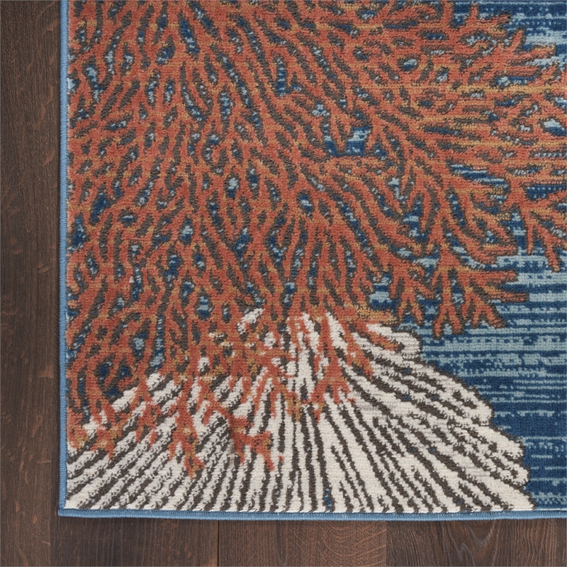 Nourison Pompeii 6' x 9' Blue Multicolor Fabric Nautical & Beach Area Rug