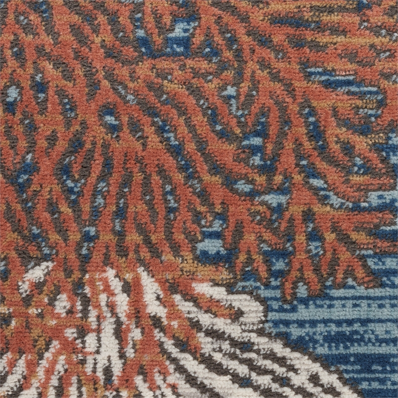 Nourison Pompeii 6' x 9' Blue Multicolor Fabric Nautical & Beach Area Rug