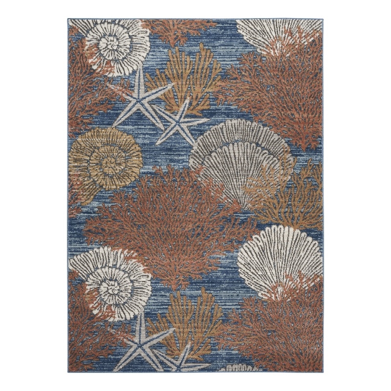 Nourison Pompeii 6' x 9' Blue Multicolor Fabric Nautical & Beach Area Rug