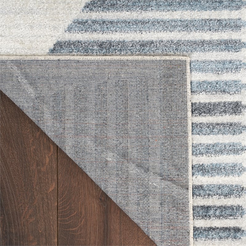 Nourison Home Astra Machine Washable 6' Runner Fabric Ivory Blue Area Rug