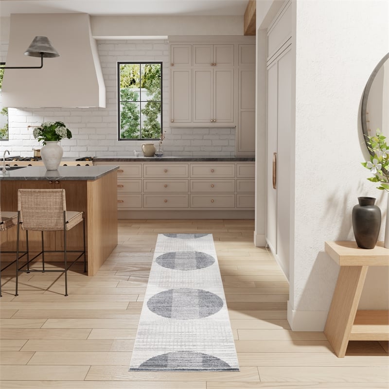 Nourison Home Astra Machine Washable 6' Runner Fabric Ivory Blue Area Rug