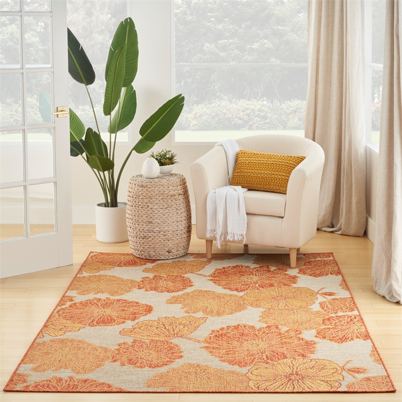 Nourison Home Garden Oasis 4' x 6' Fabric Coral Area Rug