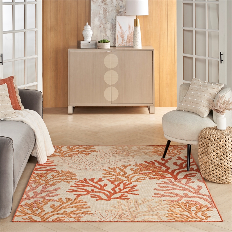 Nourison Home Garden Oasis 4' x 6' Fabric Coral Area Rug