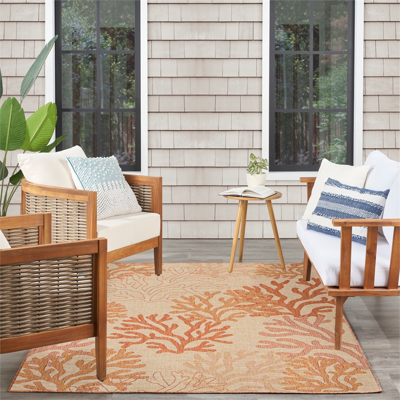 Nourison Home Garden Oasis 4' x 6' Fabric Coral Area Rug