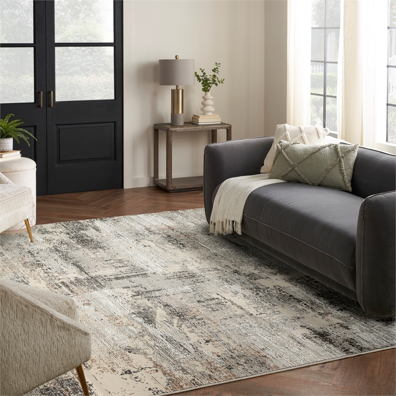 Nourison Home Eco-Friendly 9' x 12' Fabric Beige Grey Area Rug