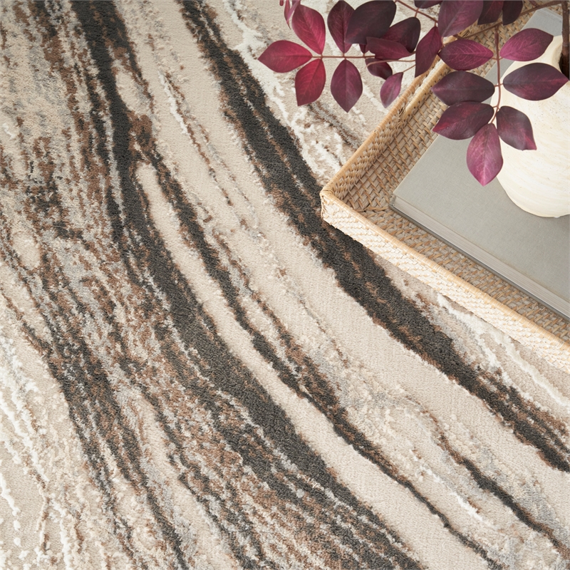 Nourison Home Eco-Friendly 9' x 12' Fabric Beige Grey Area Rug