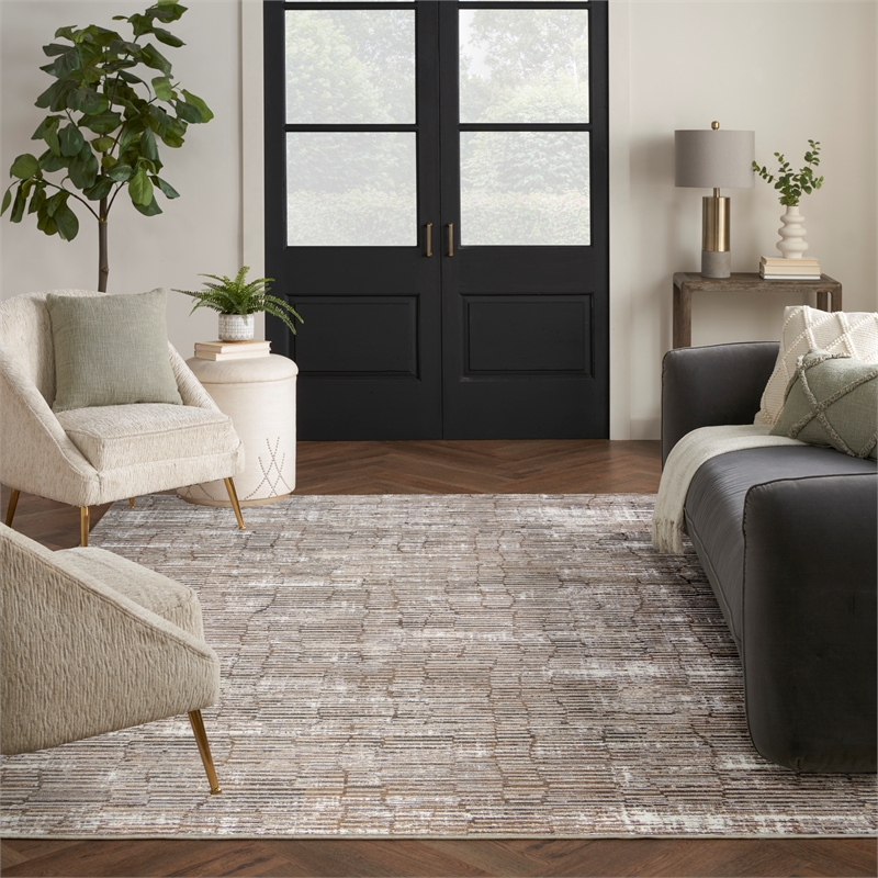 Nourison Home Eco-Friendly 9' x 12' Fabric Ivory Mocha Area Rug