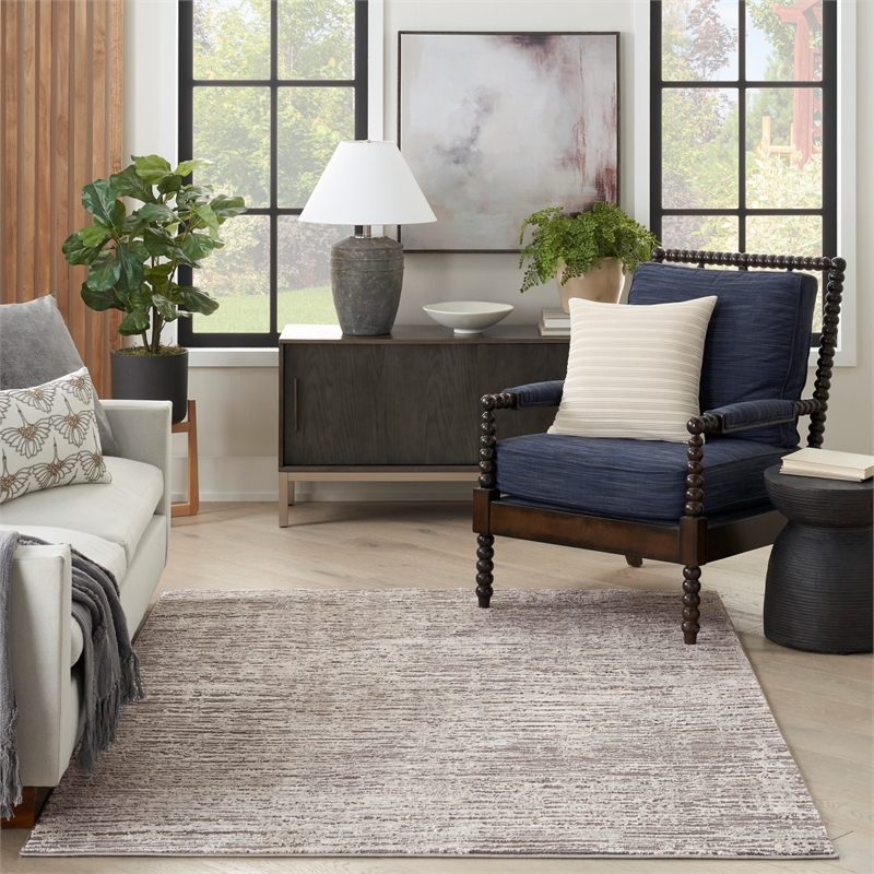 Nourison Home Eco-Friendly 5' x 7' Fabric Ivory Grey Area Rug