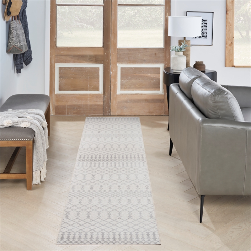 Nourison Home Astra Machine Washable 6' Runner Fabric Ivory Area Rug