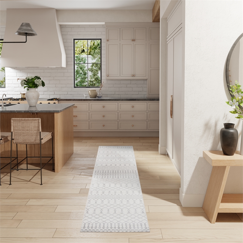 Nourison Home Astra Machine Washable 6' Runner Fabric Ivory Area Rug