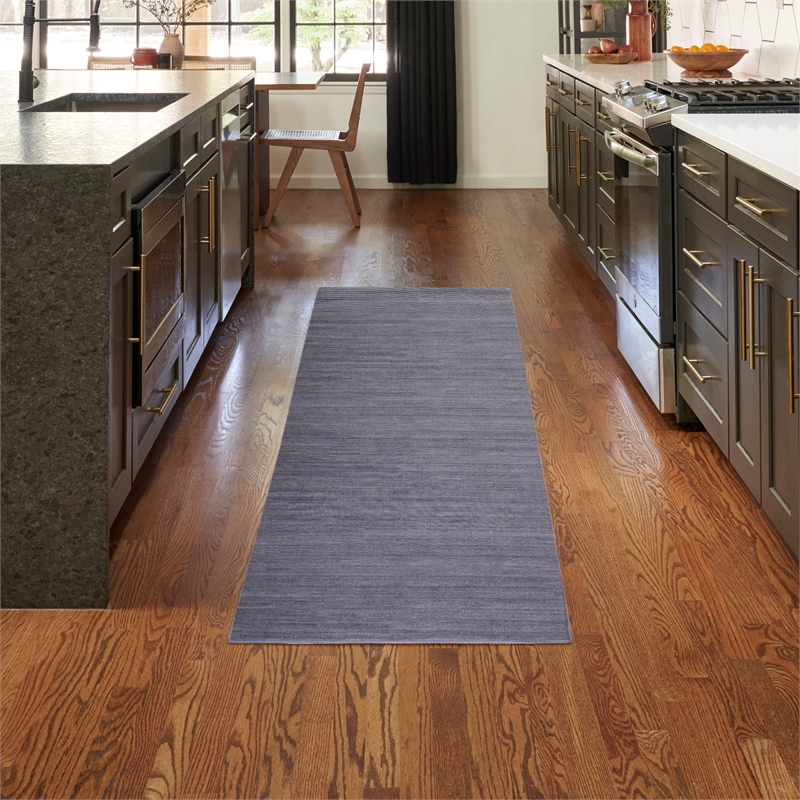Nourison Home Washable Essentials 10' Runner Fabric Navy Area Rug