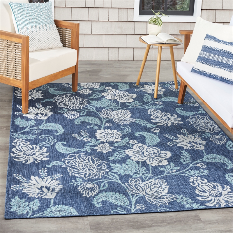 Nourison Home Garden Oasis 6' x 9' Fabric Navy Area Rug