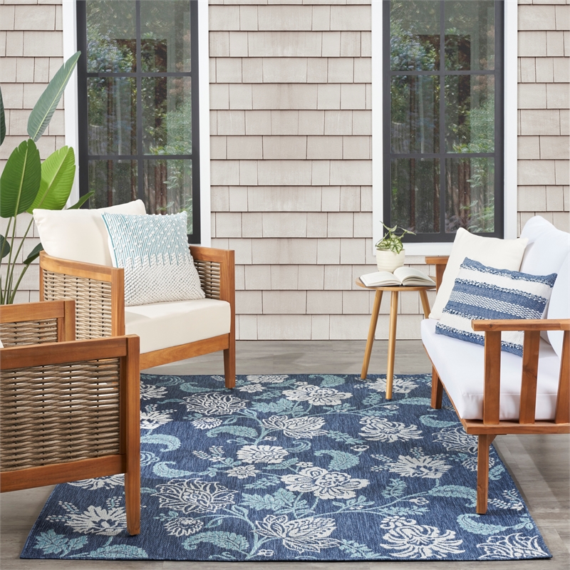 Nourison Home Garden Oasis 6' x 9' Fabric Navy Area Rug