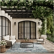 Nourison Home Garden Oasis 6' x 9' Fabric Blue Area Rug