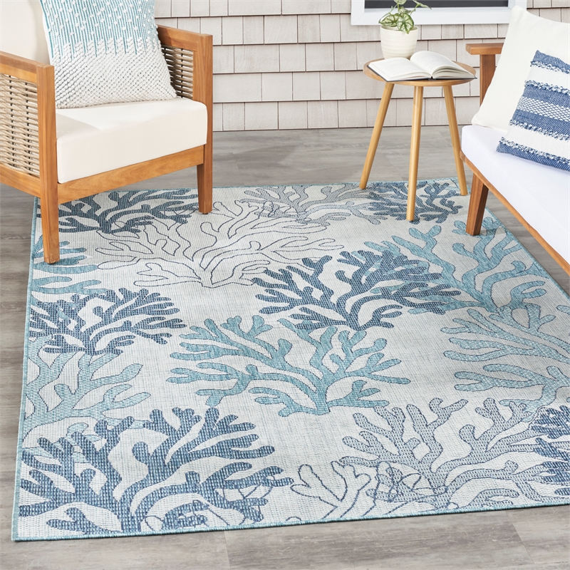 nourison home garden oasis 6' x 9' fabric blue area rug