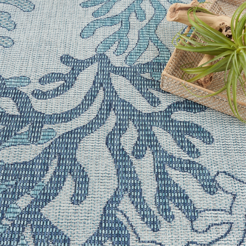 nourison home garden oasis 6' x 9' fabric blue area rug