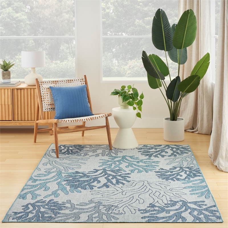 nourison home garden oasis 6' x 9' fabric blue area rug