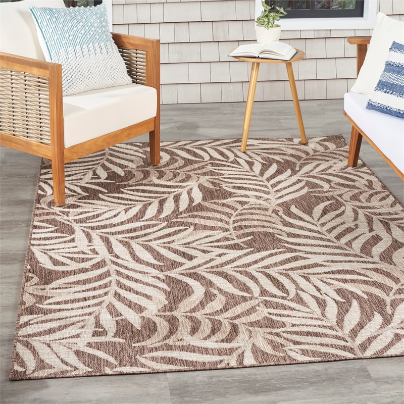 nourison home garden oasis 6' x 9' fabric mocha area rug