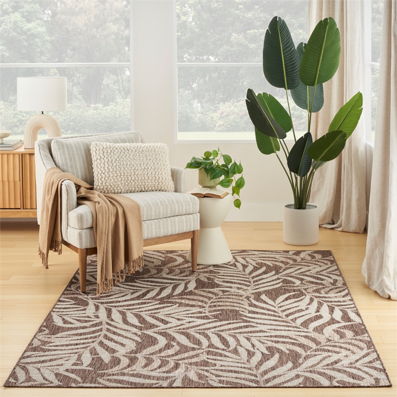 nourison home garden oasis 6' x 9' fabric mocha area rug