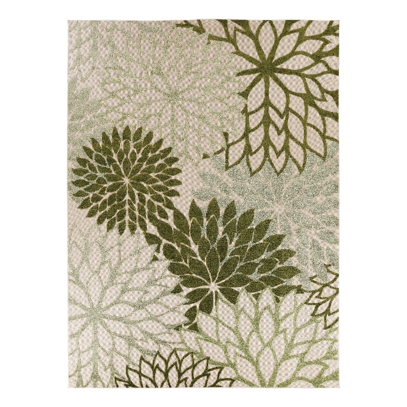 Nourison Aloha 10' x 14' Ivory Green Fabric Tropical Area Rug (10' x 14')