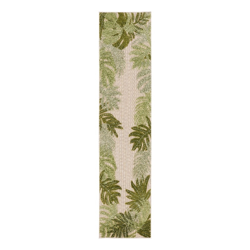 Nourison Home Aloha 8' Runner Fabric Ivory Green Area Rug