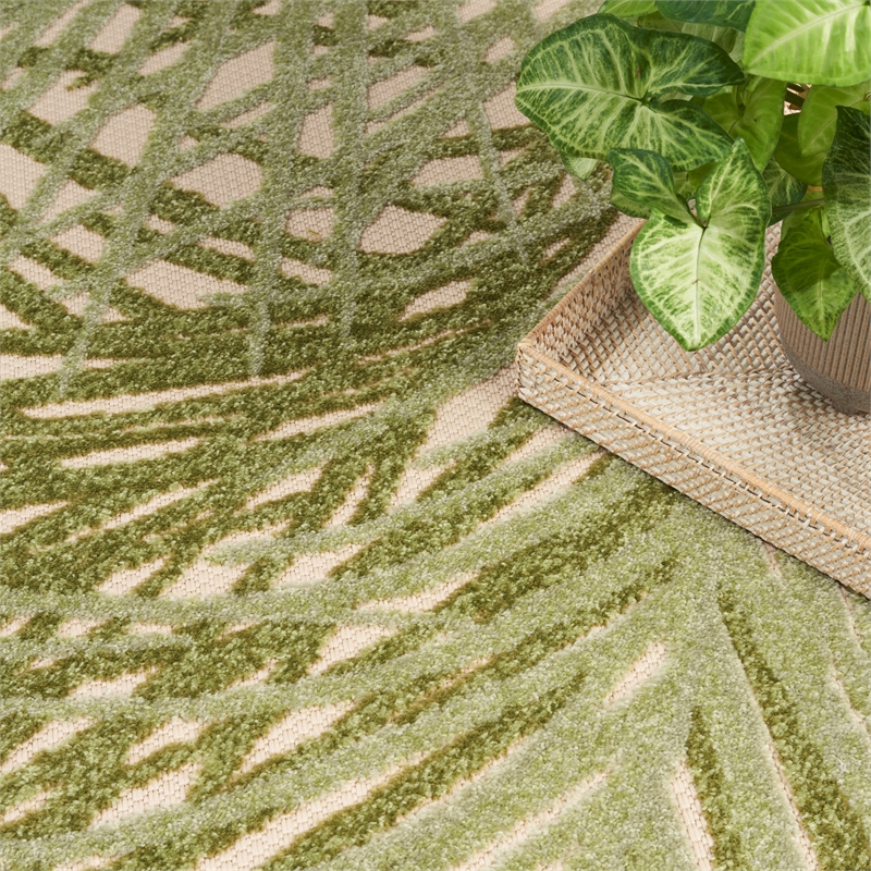 Nourison Home Aloha 12' x 15' Fabric Ivory Green Area Rug