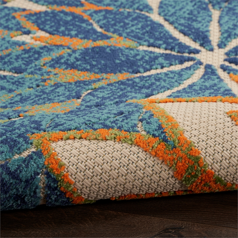 Nourison Aloha 8' x 11' Blue Green Fabric Tropical Area Rug (8' x 11')