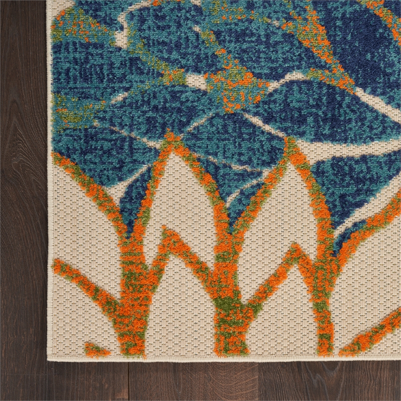 Nourison Aloha 8' x 11' Blue Green Fabric Tropical Area Rug (8' x 11')