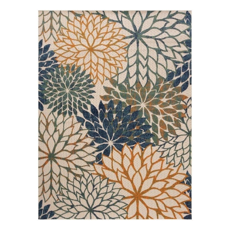 Nourison Aloha 8' x 11' Blue Green Fabric Tropical Area Rug (8' x 11')