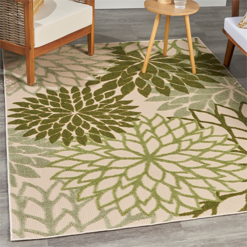 Nourison Aloha 5' x 8' Ivory Green Fabric Tropical Area Rug (5' x 8')