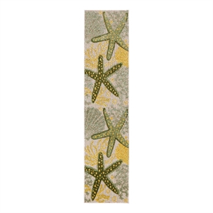Nourison Aloha 6' Runner Green Yellow Fabric Outdoor Area Rug (6' Runner)