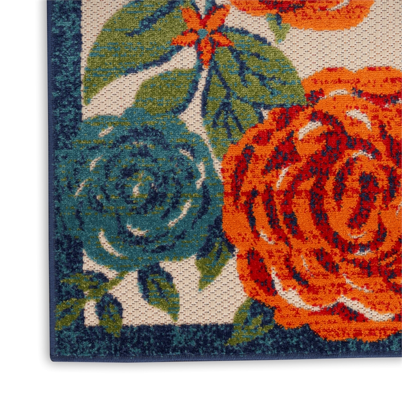 Nourison Aloha 9' x 12' Ivory Multicolor Fabric Outdoor Area Rug (9' x 12')