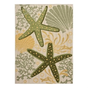 Nourison Aloha 5' x 8' Green Yellow Fabric Outdoor Area Rug (5' x 8')
