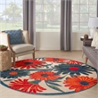 Nourison Aloha 8' x Round Ivory Multicolor Fabric Outdoor Area Rug (8' Round)