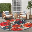 Nourison Aloha 8' x Round Ivory Multicolor Fabric Outdoor Area Rug (8' Round)