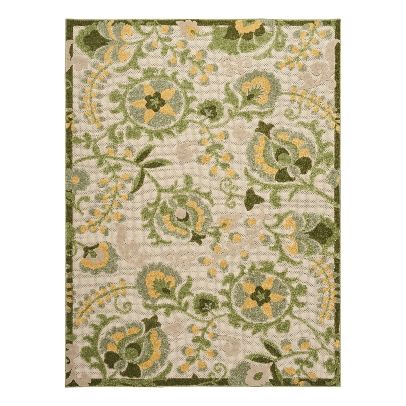 Nourison Aloha 4' x 6' Ivory Green Fabric Outdoor Area Rug (4' x 6')