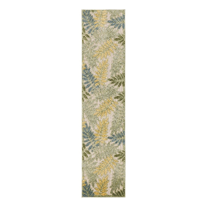 Nourison Aloha 8' Runner Green Multicolor Fabric Outdoor Area Rug (8' Runner)