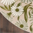 Nourison Aloha 5' x Round Ivory Green Fabric Outdoor Area Rug (5' Round)